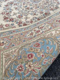 Karastan Kirman Oriental Wool Rug Blue on Beige Ground. 69" x 115"