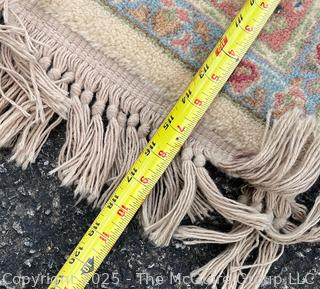 Karastan Kirman Oriental Wool Rug Blue on Beige Ground. 69" x 115"