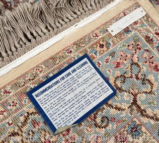 Karastan Kirman Oriental Wool Rug Pink & Blue on Beige Ground. 69" x 116"