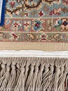 Karastan Kirman Oriental Wool Rug Pink & Blue on Beige Ground. 69" x 116"