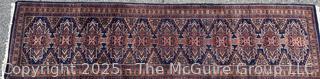 Hand-knotted Persian Runner Rug on Blue Ground.  39" x 121"