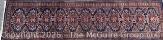 Hand-knotted Persian Runner Rug on Blue Ground.  39" x 121"