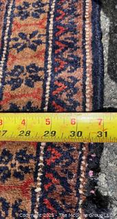 Hand-knotted Persian Runner Rug on Blue Ground.  39" x 121"