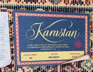 Wool Karastan Sarouk Pattern Area Rug on Red Ground.  2.2' x 4'