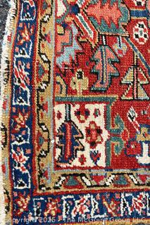 Hand Woven Wool Sarouk Traditional Area Rug on Red Ground. 32" x 52"