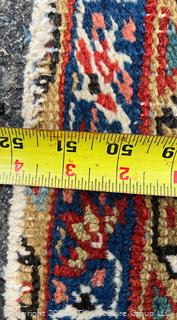 Hand Woven Wool Sarouk Traditional Area Rug on Red Ground. 32" x 52"