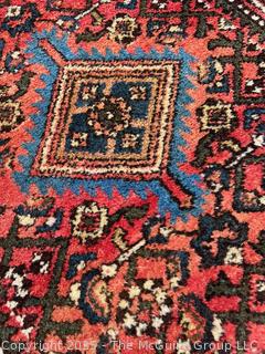 Wool Hand Woven Persian Shiraz Area Rug on Blue Ground.  31" x 50"