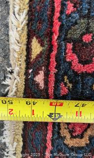 Wool Hand Woven Persian Shiraz Area Rug on Blue Ground.  31" x 50"