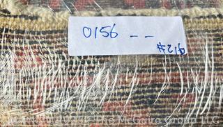 Wool Hand Woven Persian Shiraz Area Rug on Blue Ground.  31" x 50"