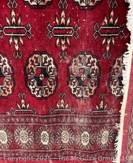Hand-knotted Southwestern Bokhara Area Rug on Red Ground. 37" x 62"