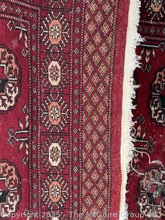 Hand-knotted Southwestern Bokhara Area Rug on Red Ground. 37" x 62"