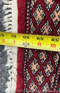 Hand-knotted Southwestern Bokhara Area Rug on Red Ground. 37" x 62"