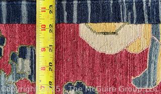 Wool Hand Woven Tribal Area Rug on Red Ground.  22" x 24"