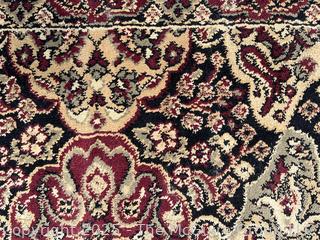 Hand Woven Wool Persian Rug on Blue Ground.  20" x 36"