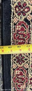 Hand Woven Wool Persian Rug on Blue Ground.  20" x 36"