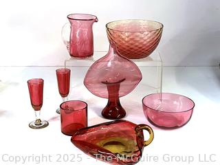 Group of Ruby Glassware