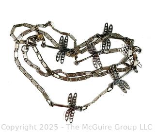 Sterling Silver Dragon Fly Chain Necklace.  23"