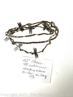 Sterling Silver Dragon Fly Chain Necklace.  23"