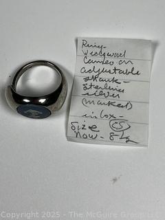 Sterling Silver with Blue Anchor Center Ring
