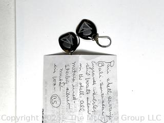 Pair of Shell with Sterling Silver Inlaid Boat Dangle Earrings Made in Bali. 