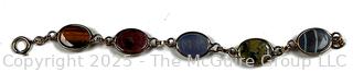 12K Gold Filled Carved Mixed Gemstone Scarab Bracelet