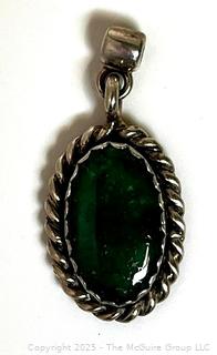 Sterling Silver with Inset Stone Pendant.