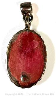 Sterling Silver with Inset Stone Pendant.