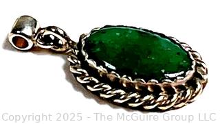 Sterling Silver with Inset Stone Pendant.