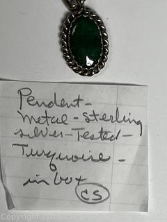 Sterling Silver with Inset Stone Pendant.