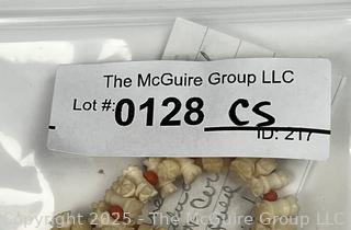 Turned and Carved Graduated Bone and Coral Bead Necklace with 14KT Yellow Gold Clasp.  22"