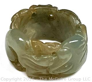 Carved Nephrite Jade Band Ring.  