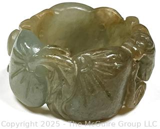 Carved Nephrite Jade Band Ring.  