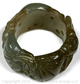 Carved Nephrite Jade Band Ring.  