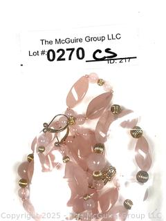 Pink Quartz Necklace with Matching Earrings