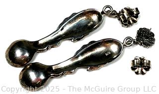 Pair of 19th Century Sterling Silver Fish Shaped Salt Spoon Earrings