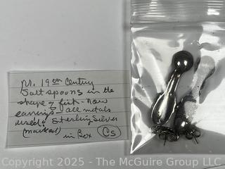 Pair of 19th Century Sterling Silver Fish Shaped Salt Spoon Earrings