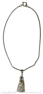 Sterling Silver Tassel Pendant on Heavy Chain Necklace
