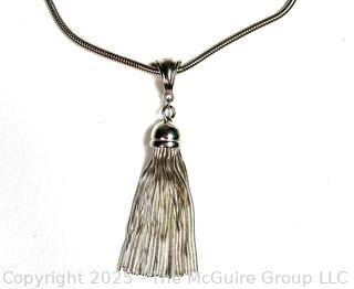 Sterling Silver Tassel Pendant on Heavy Chain Necklace