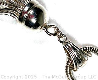 Sterling Silver Tassel Pendant on Heavy Chain Necklace
