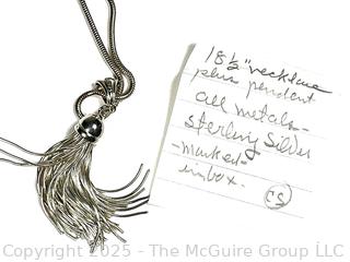Sterling Silver Tassel Pendant on Heavy Chain Necklace