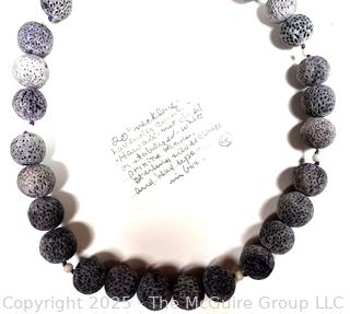 Large Hawaiian Carved Lavender Coral Bead Necklace. 20"