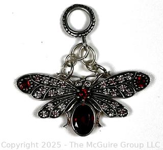 Sterling Silver Marcasite with Garnet Moth Pendant