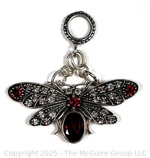 Sterling Silver Marcasite with Garnet Moth Pendant