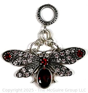 Sterling Silver Marcasite with Garnet Moth Pendant