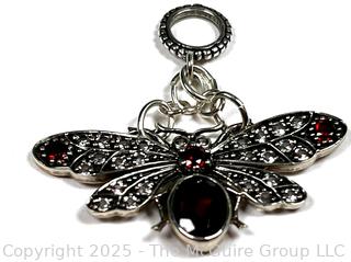 Sterling Silver Marcasite with Garnet Moth Pendant