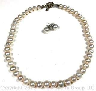 Fresh Water Pearl Necklace with Matching Earrings