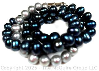 Dyed Fresh Water Pearl Necklace and Bracelet.