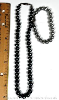 Dyed Fresh Water Pearl Necklace and Bracelet.