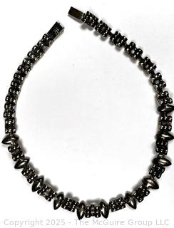 Taxco Mexico Sterling Silver and Malachite Link Necklace