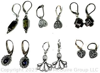 Six (6) Pairs of Silver Dangle Earrings